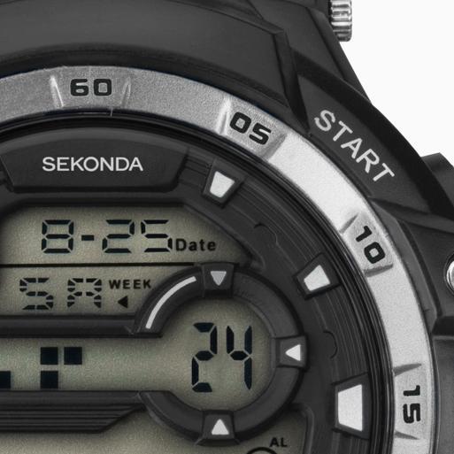 Sekonda Mens Digital Watch 1521 Round 50mm Black Plastic
